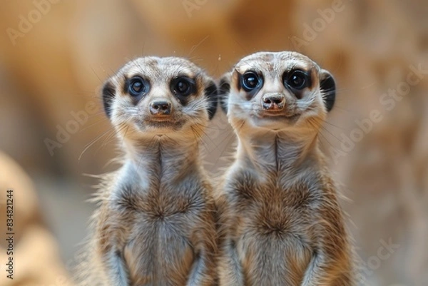 Fototapeta pair of meerkats in the wild