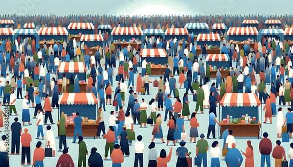 Obraz a crowded marketplace