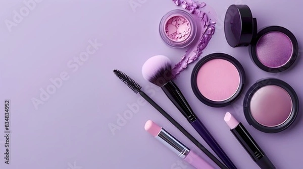 Fototapeta Carnival Cosmetics Basking on a Minimalist Lavender Backdrop