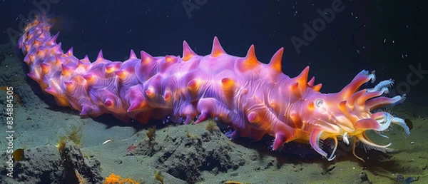 Fototapeta Enormous deepsea sea cucumber with long body