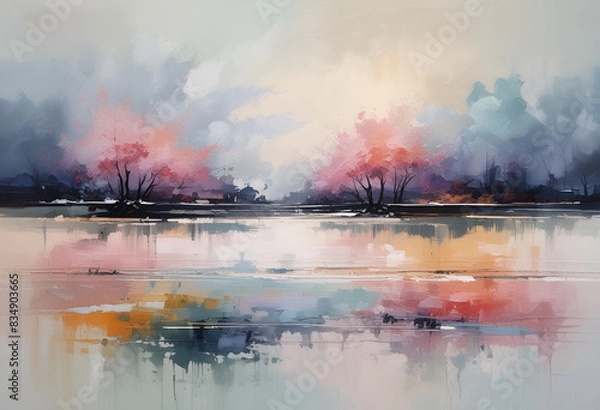 Fototapeta minimal modern wall art design with pastel colors ready to print on canvas, japandi, rustic 