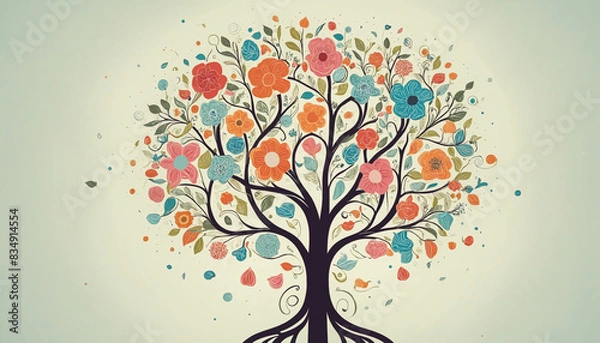 Fototapeta Floral Brain: A Symbol of Creative and Healthy Mental Design