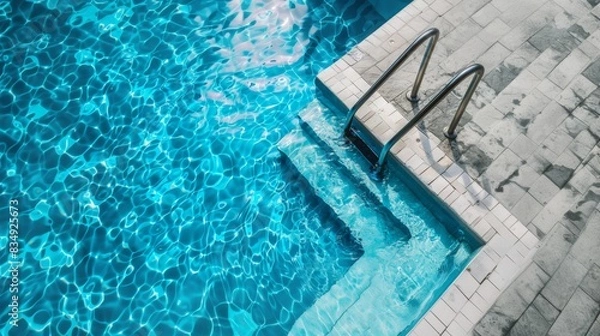 Fototapeta A large swimming pool with ladder