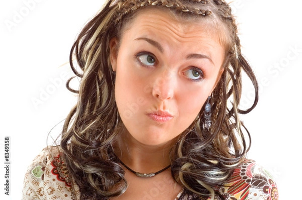 Obraz A closeup portrait of thinking girl