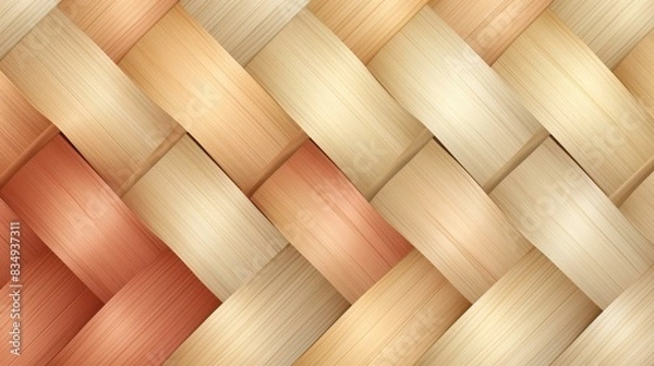 Fototapeta Discover the charm of an elegant bamboo weave design in this minimalist flat illustration with soft earthy tones.