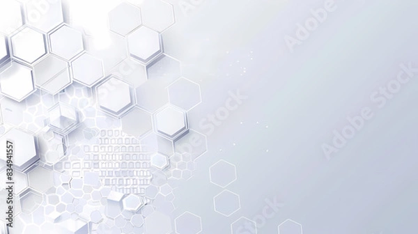 Fototapeta Banner Design with White Background and Hexagons - Modern Geometric Concept