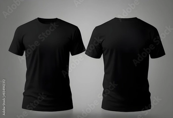 Fototapeta  Plain black tshirt front and back for PNG mockup beautiful and shining pic 