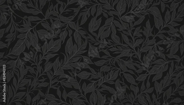 Fototapeta Stylish abstract black leaves creating a sculptural and sophisticated botanical wallpaper design