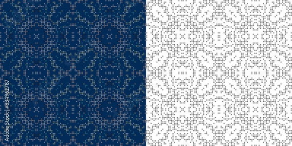 Fototapeta Vector cross stitch Boho background, Knitted ethnic pattern, Embroidery diagonal ethnic style,seamless pattern jacquard classic, Design for textile, fabric, cloth, wallpaper, sweater