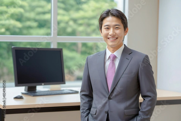 Fototapeta 微笑む20代～30代のイケメンビジネスマン