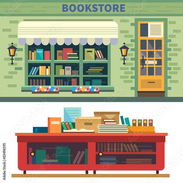 Obraz Storefront and a shelf with books.