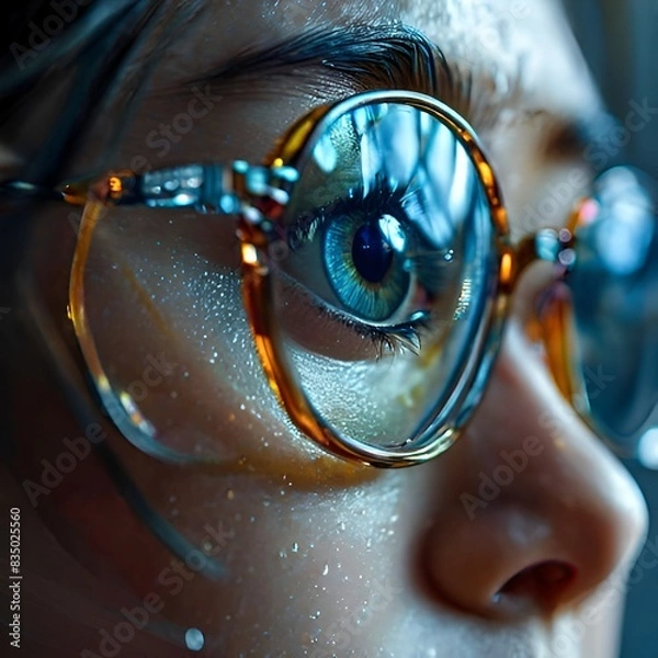 Obraz Focused Determination: Close-Up Portrait with Glasses