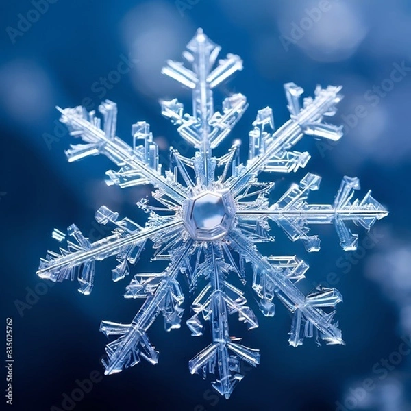 Obraz Delicate Snowflake on Blue Background