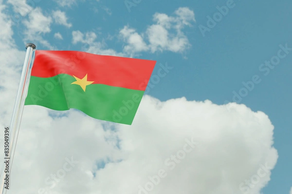 Fototapeta Burkina Faso Flag with Sky Background 3d illustration image