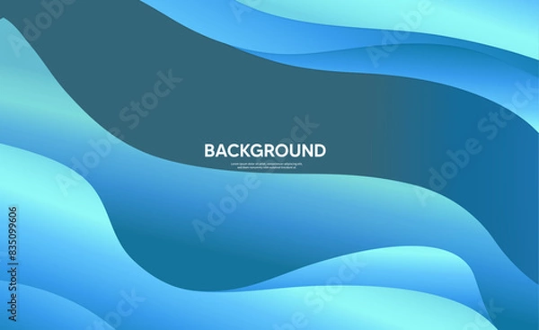 Fototapeta Blue Wavy Surfaces. Contemporary Abstract 3D Background. 3D Render.