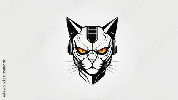 Fototapeta “Binary Whiskers: The Techno-Cat Sentinel”