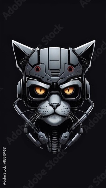 Fototapeta “Binary Whiskers: The Techno-Cat Sentinel”