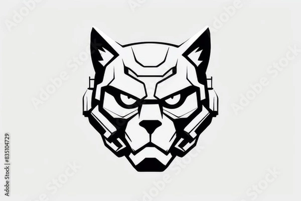 Fototapeta “Binary Whiskers: The Techno-Cat Sentinel”