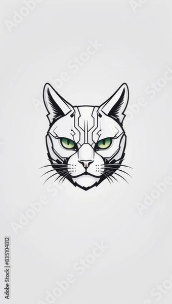 Fototapeta “Binary Whiskers: The Techno-Cat Sentinel”