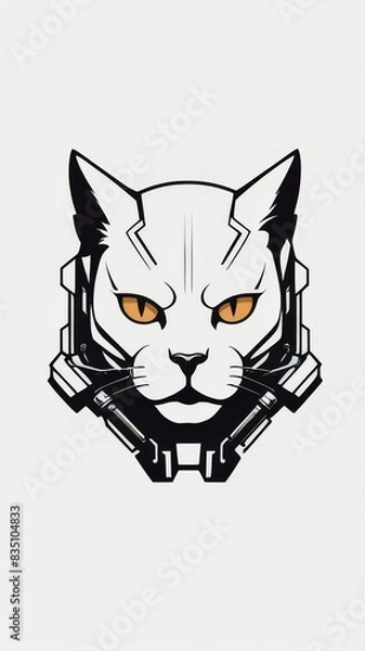 Fototapeta “Binary Whiskers: The Techno-Cat Sentinel”