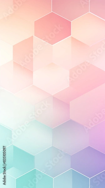 Fototapeta Geometric Abstract Image Pattern Background, Hexagonal Shapes in Pastel Colors, Wallpaper, Background, Cell Phone Cover and Screen, Smartphone, Computer, Laptop, 9:16 Format - PNG