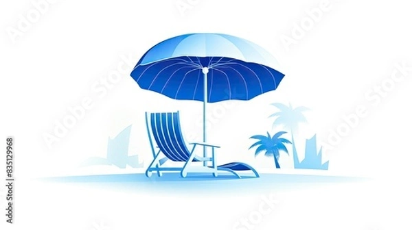 Fototapeta beach chair with umbrella