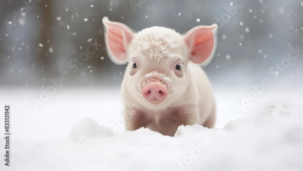 Obraz Piglet in Winter Snow

