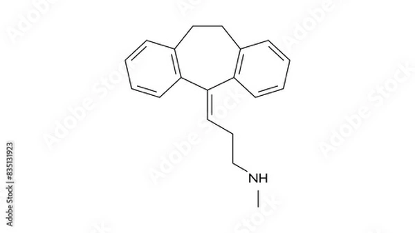 Fototapeta nortriptyline molecule, structural chemical formula, ball-and-stick model, isolated image antidepressant