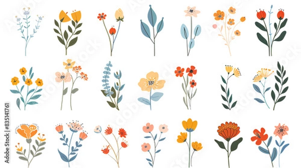 Obraz A set of beautiful flower graphics for web & design needs! Perfect for beauty, fashion, nature, spa, events & more.