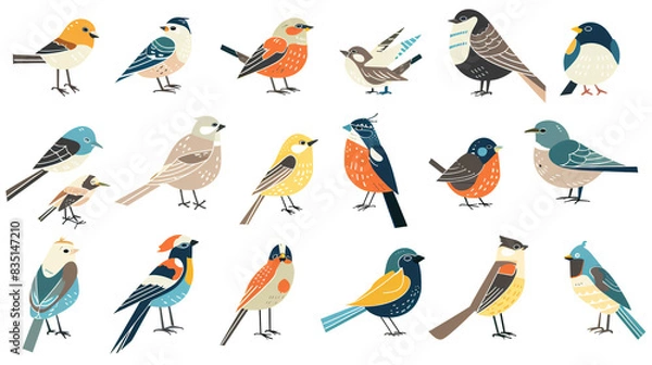Fototapeta A set of bird graphics for web & design.