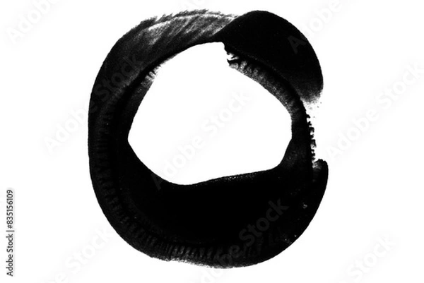 Obraz a smear or imprint of black paint in the form of a circle on a blank background