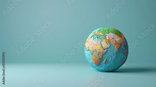 Obraz 3D Globe with Detailed Map on Blue Background