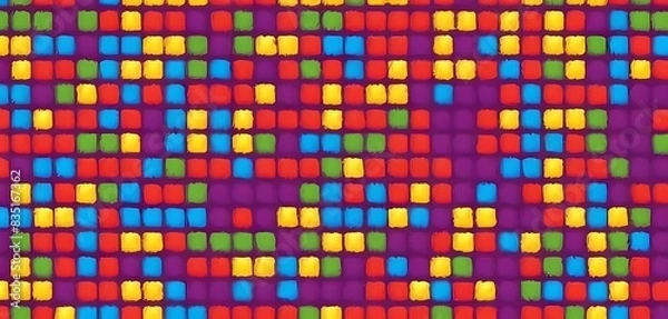 Obraz Retro Puzzle Game with Falling Blocks. screenshot from a retro puzzle game where players arrange falling blocks to clear lines