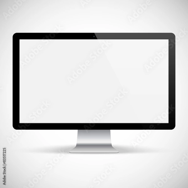 Fototapeta realistic detailed monitor isolated on a gray background