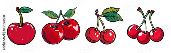 Obraz Vector cherry sticker png cut out element set