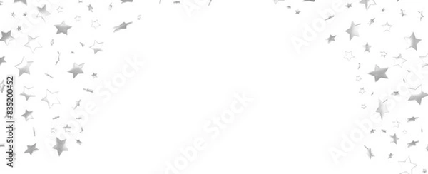Obraz Silver stars falling from the sky. Abstract arc background. Glitter pattern for banner.