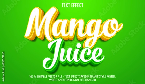 Obraz Mango Juice 3d editable text effect style