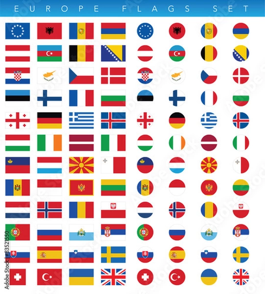 Obraz Europe Flags Set