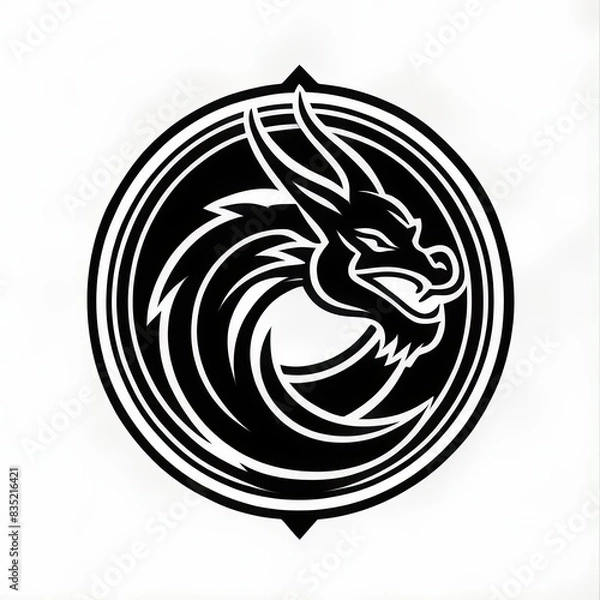 Obraz dragon vector design. chinese new year shio. logo gaming. icon apps. tatto art. simple desain. minimalist. symbol. animal character. cool. wallpaper. 4k. 8k. ai