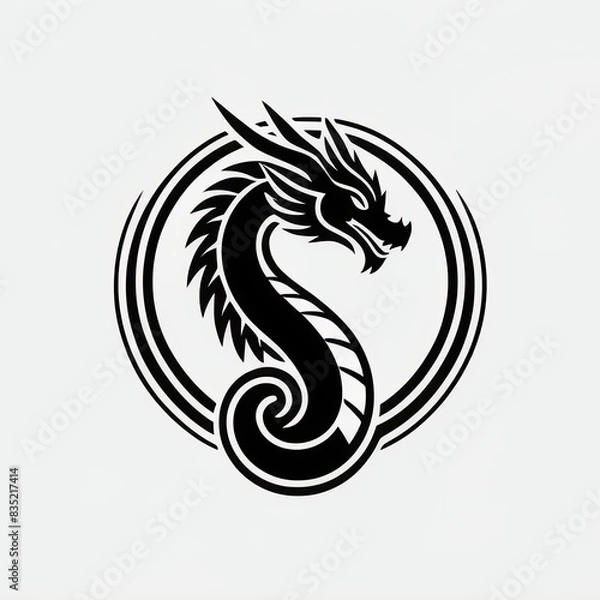 Fototapeta dragon vector design. chinese new year shio. logo gaming. icon apps. tatto art. simple desain. minimalist. symbol. animal character. cool. wallpaper. 4k. 8k. ai