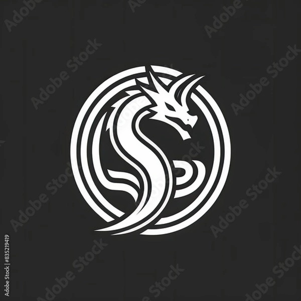 Obraz dragon vector design. chinese new year shio. logo gaming. icon apps. tatto art. simple desain. minimalist. symbol. animal character. cool. wallpaper. 4k. 8k. ai