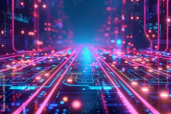 Fototapeta Cyber Security Data Transfer illustration created with Generative AI