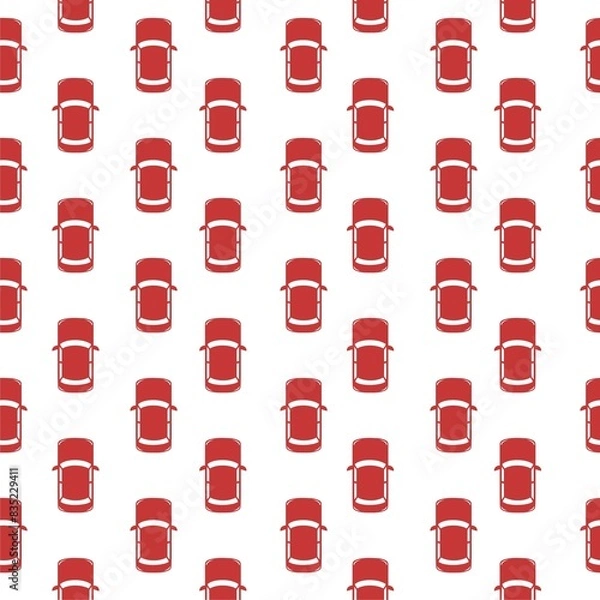 Fototapeta Top view simple car icon seamless pattern on white
