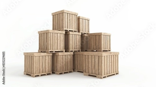 Fototapeta Stack of cargo container boxes isolated on white background