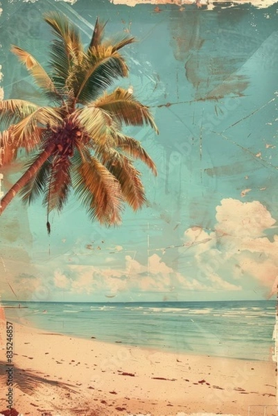 Fototapeta Vintage style tropical beach and summer background 