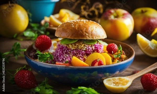 Obraz beautiful, photography, realistic, natural light, colorful, food art, object photography, still life food photography, ultra hd, bokeh