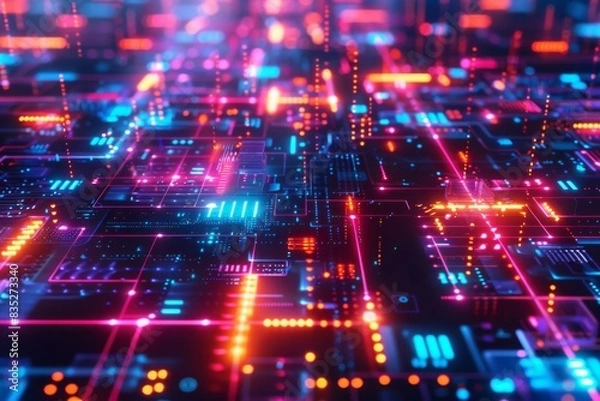 Fototapeta Cyber Security Data Transfer illustration created with Generative AI