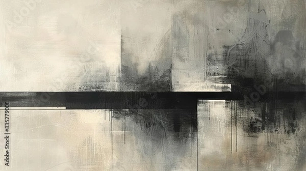 Fototapeta Modern abstract art, soft muted tones, minimal details, flowing lines, carpet texture, simple elegance