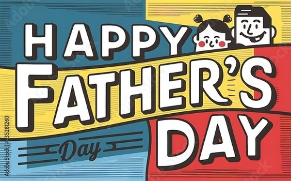 Fototapeta Fathers Day text, illustration Background & typography design