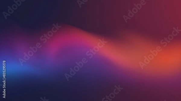 Fototapeta Grainy gradient background purple orange vibrant abstract glowing color wave black dark backdrop, noise texture banner poster header design